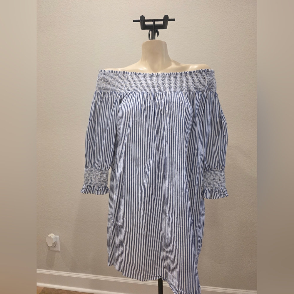 Off-Shoulder Striped Dress